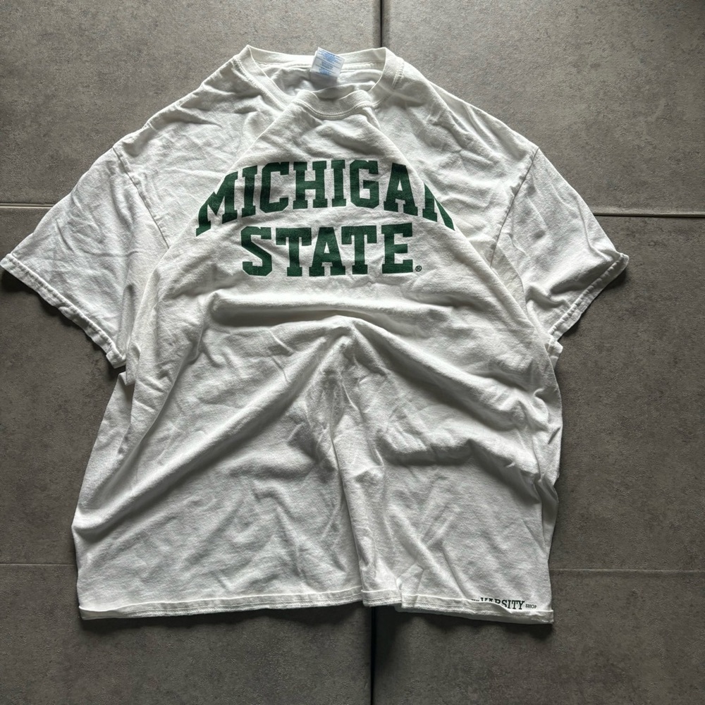 Y2k white msu michigan state spellout tshirt